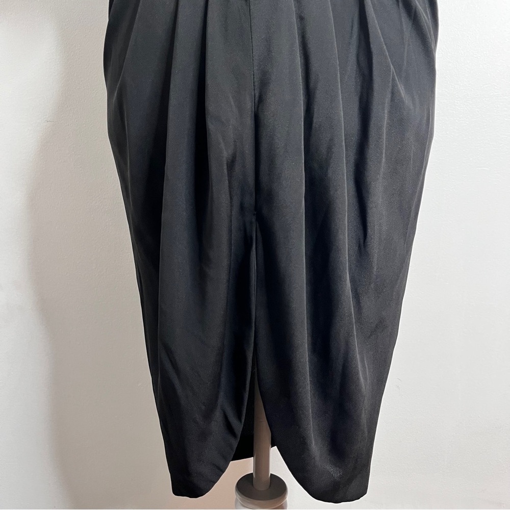 Vintage 80s Little Black Dress Statement Sleeves Open Back Knee Length Size 7/8 - Picture 6 of 11